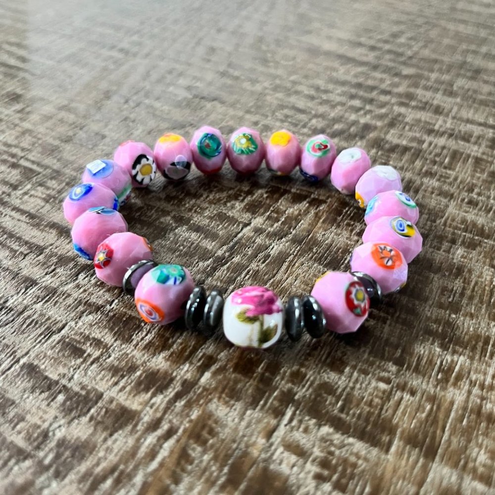 Purple Flowered Bracelet